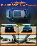 Volam 360° 4 Canales Dashcam Delantera y Trasera, 5GHz WiFi & App Dash CAM Coche, Camara Coche Grabadora con Tarjeta 128 GB, Visión Nocturna IR, 24H Modo Aparcamiento con Kit de Cableado Gratis - 3