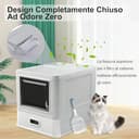 Marchul Cassetta Igienica per Gatti Chiusa in Acciaio Inossidabile con Coperchio e Design a Cassetto, XL, con Paratie Anti-Perdite, Paletta e Tappetino, Antiodore, Con base migliorata - 3