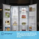 Fridgemaster American Side-by-side Door Fridge Freezer 439L Black with Water Dispenser MS83430DEB1, Total No Frost, Inverter Compressor, H177.7 cm x W83.2cm x D61cm, Energy Rating E - 14