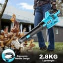 LEEIKOO Soplador de Hojas, Soplador Bateria 21V con 2 Baterías de 4.0Ah, 3 Ajustes de Velocidad, 2 Tubos de Soplado, Correa para el Hombro para Soplar Hojas, Nieve, Polvo y Residuos - 8