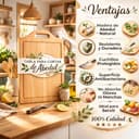 Tabla de Cocina de Madera de Abedul Natural grande36 x 24 cm. Tabla de Cortar con Asa Ergonómica y Canal Recoge Líquidos – Ideal para Uso Diario.decorativa - 8