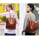 ECOTISH Damen Soft PU Leder Rucksack Handtasche Schultertasche All in One Multifunktions Anti Diebstahl Tasche Wasserdichte Rucksack (Braun) - 7