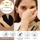 LACHT 2 Stück Armband Damen Gold-17 Cm Kristallen Tennis Armband 6Mm Breit Cubic Zirkonia Armreif Für Frauen, Wasserfester Tennisarmband Mit Edelstahl Armbänder Set Geschenke Für Damen - 6