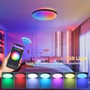 CANMEIJIA LED Ceiling Light, Dimmable 24W RGB Ceiling Lights 3000-6500K with Remote Control, IP44 WiFi Flat Ceiling Light, Supports Alexa and Google for Bedroom, Living Room, Bathroom, Black - 4