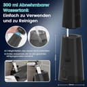 Munddusche Kabellos Elektrischer Zahnreiniger, Vimmk Zahndusche Water Flosser 5 Modi & 8 Düsen USB-C Wiederaufladbare Wasser Flosser IPX7 Wasserdicht, 300ML Wassertank Mund Reiniger(Schwarz) - 5