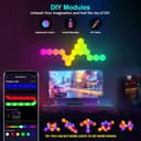 MeRGBW-Home 12 Pannelli LED Hexagon Luminoso, RGB Hexa Luci a Muro per Interni con APP, Cambia Colore a Ritmo di Musica, Lampade da Parete Esagonale per Gaming, Cameretta, Soggiorno, Sala Giochi - 2