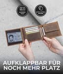 KORUTA Geldbörse Herren Leder Braun mit RFID Schutz I Echtleder Portemonnaie Groß I 13 Fächer I Geldbeutel für Männer I Brieftasche Wallet Portmonee aus echtem Leder (Braun Vintage) - 4