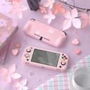 playvital ZealProtect Protective Case for Nintendo Switch Lite, Hard Shell Ergonomic Grip Cover for Switch Lite w/Screen Protector & Thumb Grip Caps & Button Caps - Cherry Blossoms Petals - 4