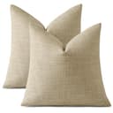 JOTOM - Set di 2 federe decorative in lino, morbide, in tinta unita per cuscini da arredo, moderne, per soggiorno, camera da letto (60 x 60 cm, beige chiaro) - 9