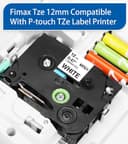 Fimax TZe-231 12mm Nastro per Etichette Compatibile con Brother P-touch Tze Tz231 laminated white Tape Cassetta 12mm per PT-H107 H105 H200 E110 H100R D210 1000 1010 1280 H110,5Pz Nastro Etichettatrice - 2