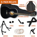 3rd Avenue Pack de guitarra acústica de tamaño estándar 4/4 para principiantes de 3rd Avenue, funda de transporte, púas, cuerdas de repuesto, soporte, correa y cejilla, Negro - 3