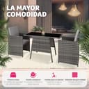 tectake® Conjunto Jardín Exterior de Ratán y Aluminio, Muebles Jardín Exterior Resistente a la Intemperie, 2 Sillas con Cojines, Mesa Cristal, Apilable, Fundas Extraíbles - Gris - 4