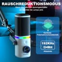 aokeo Mikrofon PC mit Mikrofonarm,AK-10 USB/XLR Dynamisches Gaming Mikrofon für Podcast,Streaming mit RGB-Beleuchtung,Lautstärkeregler,Stummschalttaste und Rauschunterdrückung (Weiß) - 4