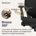 Steelcase Gesture, silla de oficina ergonómica con brazos 360º, sujeción lumbar y reposa cabeza regulables Ónix; Fabricado en Europa - 5