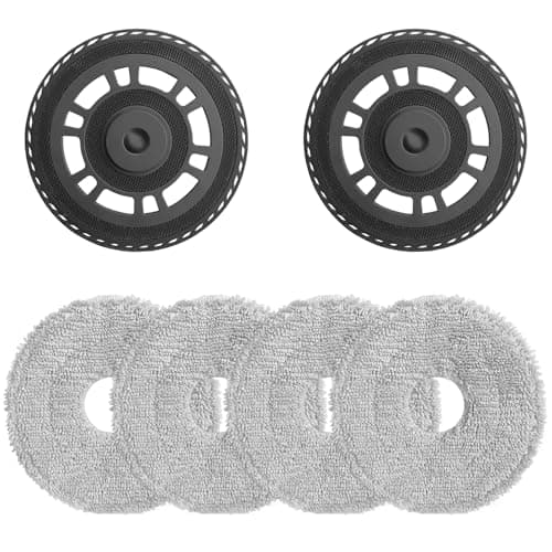 4 Wischtücher mit 2 Ersatzhalterung Zubehör für Dreame L20 Ultra/ L10s Ultra Gen2/ L10s Pro Ultra Heat/ X30 Ultra/ X40 Ultra/ X40 Master/ L40 Ultra, Roboter Staubsauger Ersatzteile