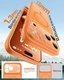 TOCOL Funda para iPhone 17 Pro MAX, Protección Lente Cámara, Anillo Magnético Integrado, Compatible con Magsafe, Protección contra Caídas, Translúcida Mate Trasera, Naranja - 6