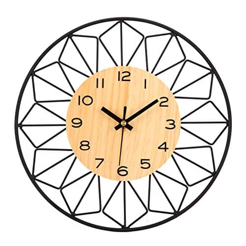 VIVILINEN Reloj de Pared de Madera Mecanismo Silencioso, Forma de pétalo, Reloj de Pared Original Decoración para Cocina, Salon, Oficina, Dormitorio