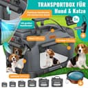 LOVPET® Transportbox Hund Katze Transporttasche XL 82x58x58cm | Hunde-Tragetasche Faltbare Katzentasche | Haustier-Transportbox inkl. Hundenapf & Schultergurt | für Katzen & Hunde Anthrazit - 2