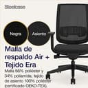 Steelcase Reply Air, silla de oficina ergonómica con respaldo de malla, sujeción lumbar regulable en altura y brazos regulables Onyx/Black; Fabricado en Europa - 7