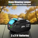 LEEIKOO Soplador de Hojas, Soplador Bateria 21V con 2 Baterías de 4.0Ah, 3 Ajustes de Velocidad, 2 Tubos de Soplado, Correa para el Hombro para Soplar Hojas, Nieve, Polvo y Residuos - 3