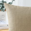 JOTOM - Set di 2 federe decorative in lino, morbide, in tinta unita per cuscini da arredo, moderne, per soggiorno, camera da letto (60 x 60 cm, beige chiaro) - 2