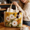 Generisch shopper tasche damen Unisex Geräumig Lässig Stofftasche mit Stickerei gesteppt gepolstertem Griff Patchwork,Süße personalisierte wiederverwendbare Taschen AC01 One Size - 2