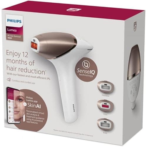 Philips Lumea BRI973/00 SenseIQ IPL Epilator 450000 Pulses 3 Intelligent Attachments Wireless Option White