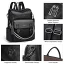 Shirre cuoio Zaino Borsa per donne Viaggi e lavoro Cabriolet cintura a spalla Zaino Borsa in cuoio vegano morbido e impermeabile Passa 14 pollici laptop borsa nera - 4
