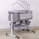 Willonin Culla Co-sleeping con materasso e zanzariera 2 in 1 Lettino Co-sleeping per neonati da 1 a 36 mesi (92 * 58 * 70-87cm, Grigio) - 3