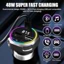 Transmisor Radio FM Bluetooth 5.3 Coche, USB C PD 30W + QC3.0 48W Cargador Coche Rápido, Receptor Parrot Manos Libres,Adaptador de Audio MP3, para Teléfono Móvil/Unidades Flash USB,Conectar y Usar - 4