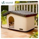 VOUNOT® Casa para Gatos de Plástico 60x51x41 cm, Caseta Mascotas Casita Cabaña de Perros Techo Desmontable Rejilla de Ventilación Patas Antideslizantes, Fácil de Montar para Interior y Exterior Beige - 2