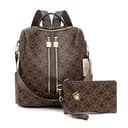 Mabecol Damen Rucksack PU Leder, große Kapazität Schultertasche, Leichter Freizeitrucksack, Modischer City Rucksack mit abnehmbaren Schulterriemen und Diebstahlschutz (Braun) - 1
