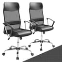 CASARIA® 2x Ergonomic Mesh Office Chairs | High Back | Breathable | Padded | Rocker Seat | Adjustable Height | 110KG Weight Capacity | Home Work Swivel | Sleek Black Design - 1