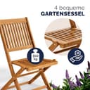 CASARIA® Juego de Muebles de Jardín 5 Piezas Plegable Set Comedor Exterior Madera Acacia FSC® Mesa 4 Sillas Resistente Intemperie Balcón Terraza - 3
