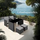 tectake Poly Rattan Sitzgruppe, 5- teiliges Lounge Gartenmöbel Set mit Tisch, Sessel & Hocker, Essgruppe für bis zu 4 Personen, Garten und Balkon Möbel inkl. Polster - schwarz/grau - 8