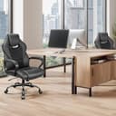 BASETBL Bürostuhl Chefsessel 150kg Schreibtischstuhl, Bürosessel Office Chair Gaming Stuhl, Bürostühle ergonomisch PU Leder, PC Stuhl Drehstuhl Hat weiche gepolsterte Armlehnen, Wippfunktion, schwarz - 2