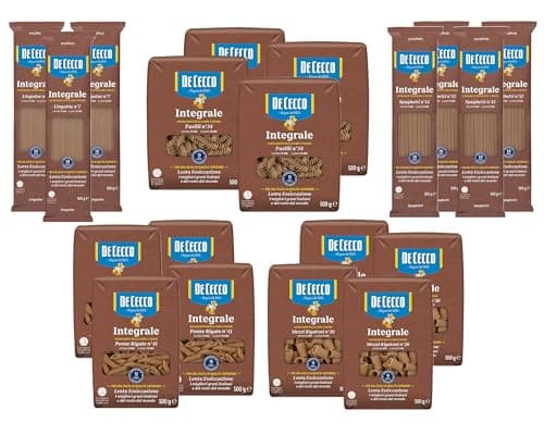 De Cecco Pasta Integrale, Kit 19 Pezzi | Spaghetti, Linguine, Penne Rigate, Mezzi Rigatoni, Fusilli | Multipack Convenienza di Pasta Integrale di Grano Duro Trafilata al Bronzo