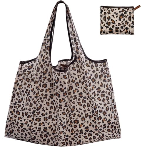 FenFang Bolsa de la Compra Plegable Grande, Bolsa de la Compra Reutilizable, Shopping Bag Tela, Bolsas de Compra Supermercado, Portátil, Estable, Lavable, Resistente, Ecológica, 56 X 67 cm (Caqui)