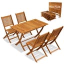 CASARIA® Juego de Muebles de Jardín 5 Piezas Plegable Set Comedor Exterior Madera Acacia FSC® Mesa 4 Sillas Resistente Intemperie Balcón Terraza - 1