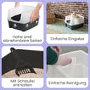 Iris Ohyama Katzenklo mit Schaufel, bis 7 kg, Grau, offen, ohne Deckel, Katzentoilette, hoher Abnehmbarer Rand, Für große Katzen, Kätzchen, Toilet, XXL Toilette, BPA-frei, Cat Litter Box, CLH-12 - 3