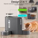 Gardner Pet 2 in 1 Distributore Automatico Cibo e Acqua Gatti (3L*2), Distributore Automatico Cibo Gatti con Ciotola in Acciaio Inox, GravitÀ Dispenser Crocchette Gatto, Senza BPA, Grigio Scuro - 2