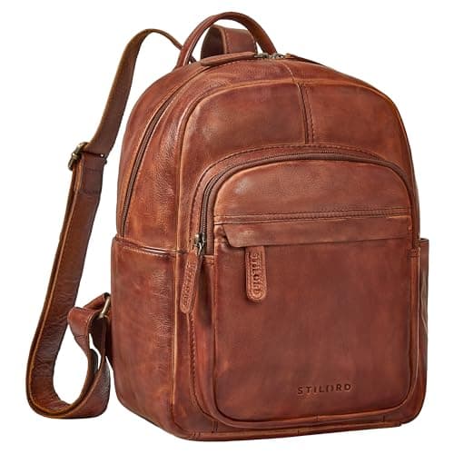 STILORD "Dolores Zaino Donna Pelle Piccolo 13 Pollici – Zainetto Elegante Vera Pelle Vintage Daypack Zaino Antifurto Cuoio Autentico per Viaggio e Quotidiano Colore:maraska - marrone