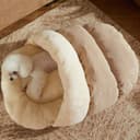 Monbaer Comoda cuccia per gatti a igloo, con fondo antiscivolo, in pile, calda, per interni, per gatti e cani di piccola taglia, lavabile (M, 62 x 40 cm, marrone) - 6