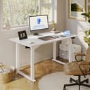 FLEXISPOT 4 Legs Dual Motors Electric Standing Desk 140 * 70cm Height Adjustable Sit Stand Home Office Workstation with Memory Smart Panel, Splice Board, White - 2