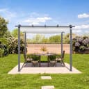 PRIMEYARD Pergola 3x3 m gazebo da giardino con tetto scorrevole grigio - struttura in acciaio - 3