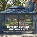 Outsunny 3 x 4 m Outdoor Garden Gazebo with Netting and Curtains, UPF50+ Double Roof Patio Gazebo Permanent Pavilion Canopy Shelter with Metal Frame, Drainage Holes, Dark Blue - 4