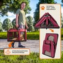 CADOCA® Hundebox XL 82x56x58cm faltbar atmungsaktiv robust Hundetransportbox Transporttasche Haustiertransportbox Hundetragetasche Dunkelrot - 4