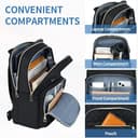 KROSER Laptop Rucksack Damen 15,6 Zoll Stilvoller Tagesrucksack, Wasserabweisender Nylon Schulrucksack Rucksack für Reisen/Business/Damen/Mädchen-Schwarz - 2