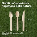 H&S Set di posate 150 pezzi in legno biodegradabile monouso ecologico per feste - 50 forchette, 50 coltelli, 50 cucchiai - 6