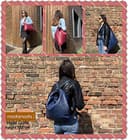 modamoda de T192 Damen Leder Rucksack Schultertasche 2in1 handmade in Italy, Farbe:Cognac - 6